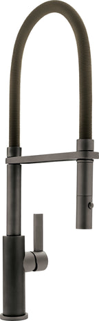 California Faucets Corsano Llave de Cocina Culinaria de Extraccion Contemporanea con Rociador de Boton y Espiral Acabada - Bronce Bella Terra