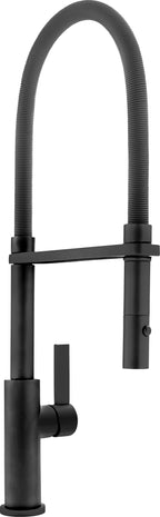 California Faucets Corsano Llave de Cocina Culinaria de Extraccion Contemporanea con Rociador de Boton y Espiral Acabada - Negro Mate