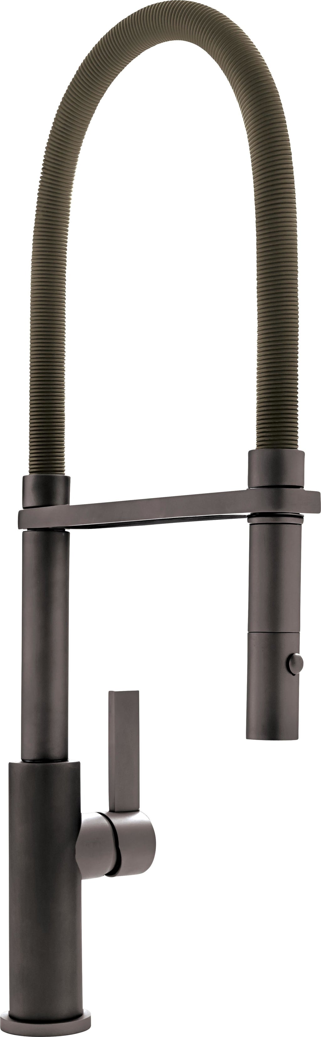 California Faucets Corsano Llave de Cocina Culinaria de Extraccion Contemporanea con Rociador de Boton y Espiral Acabada - Bronce Oscuro