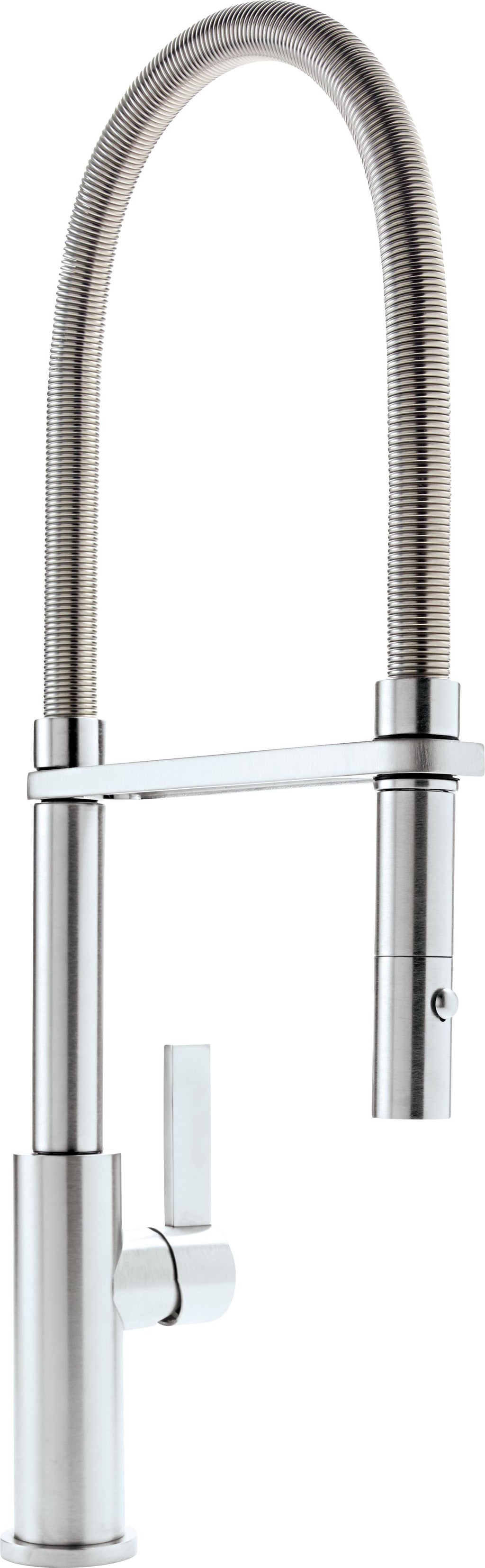 California Faucets Corsano Llave de Cocina Culinaria de Extraccion Contemporanea con Rociador de Boton y Espiral Acabada - Cromo Satinado