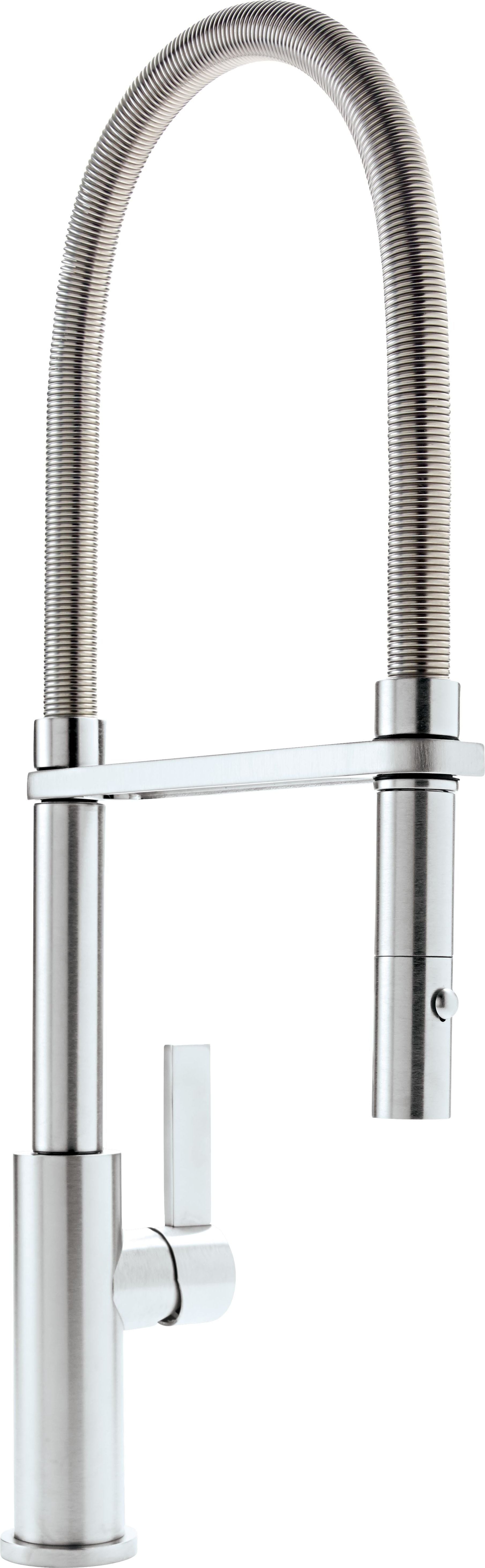 California Faucets Corsano Llave de Cocina Culinaria de Extraccion Contemporanea con Rociador de Boton y Espiral Acabada - Cromo Satinado