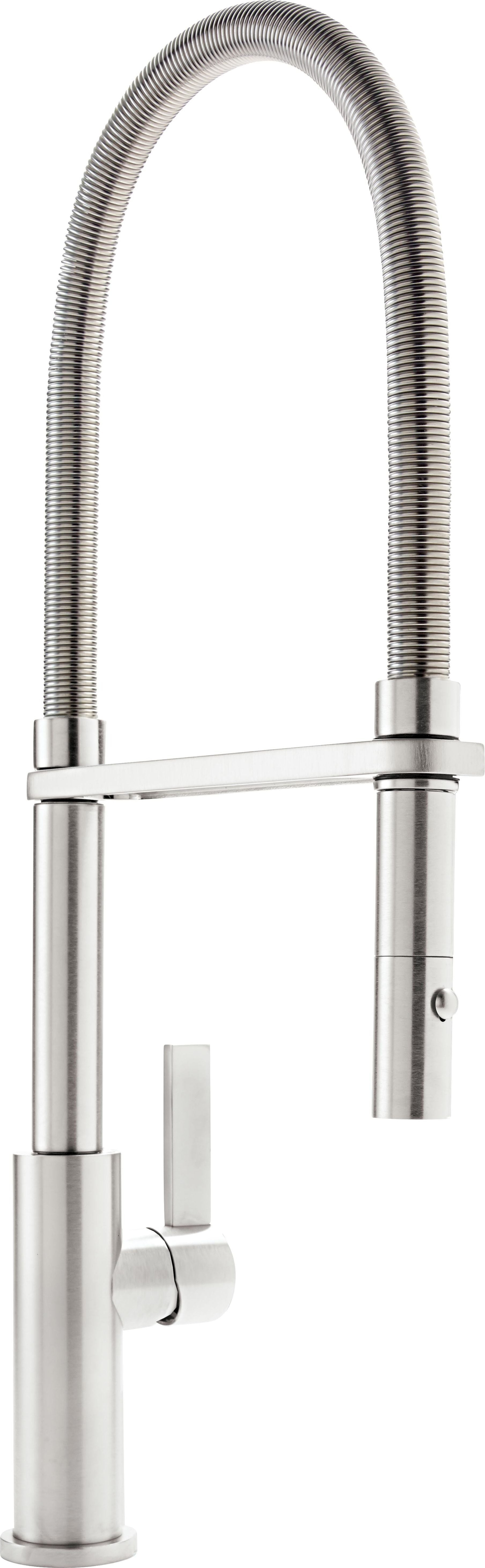 California Faucets Corsano Llave de Cocina Culinaria de Extraccion Contemporanea con Rociador de Boton y Espiral Acabada - Acero Inoxidable Ultra