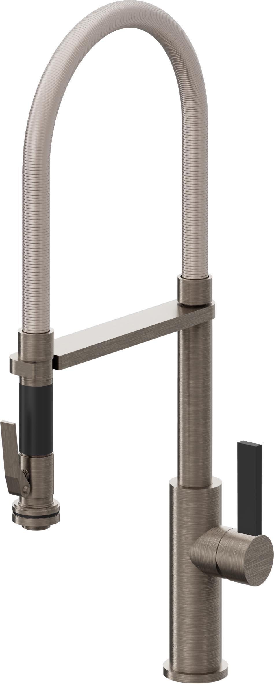 California Faucets Corsano Llave de Cocina Culinaria de Extraccion Contemporanea con Rociador de Apretar - Níquel Antiguo Mate