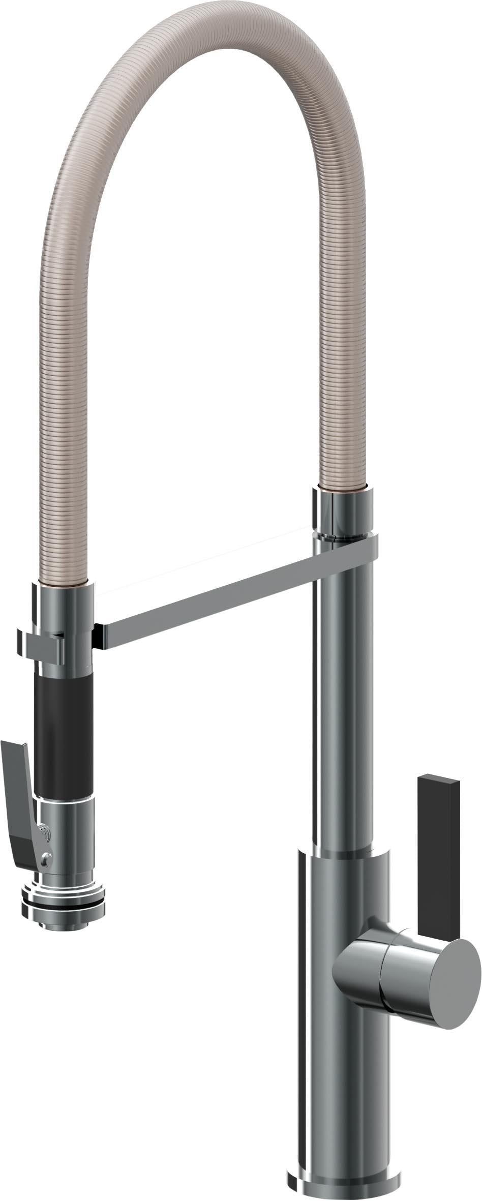 California Faucets Corsano Llave de Cocina Culinaria de Extraccion Contemporanea con Rociador de Apretar - Níquel Negro