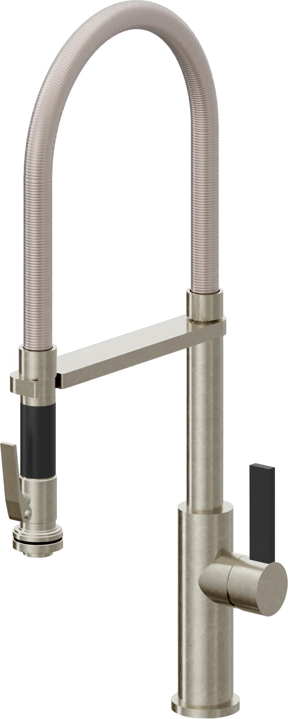 California Faucets Corsano Llave de Cocina Culinaria de Extraccion Contemporanea con Rociador de Apretar - Níquel Bruñido