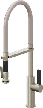 California Faucets Corsano Llave de Cocina Culinaria de Extraccion Contemporanea con Rociador de Apretar - Níquel Bruñido