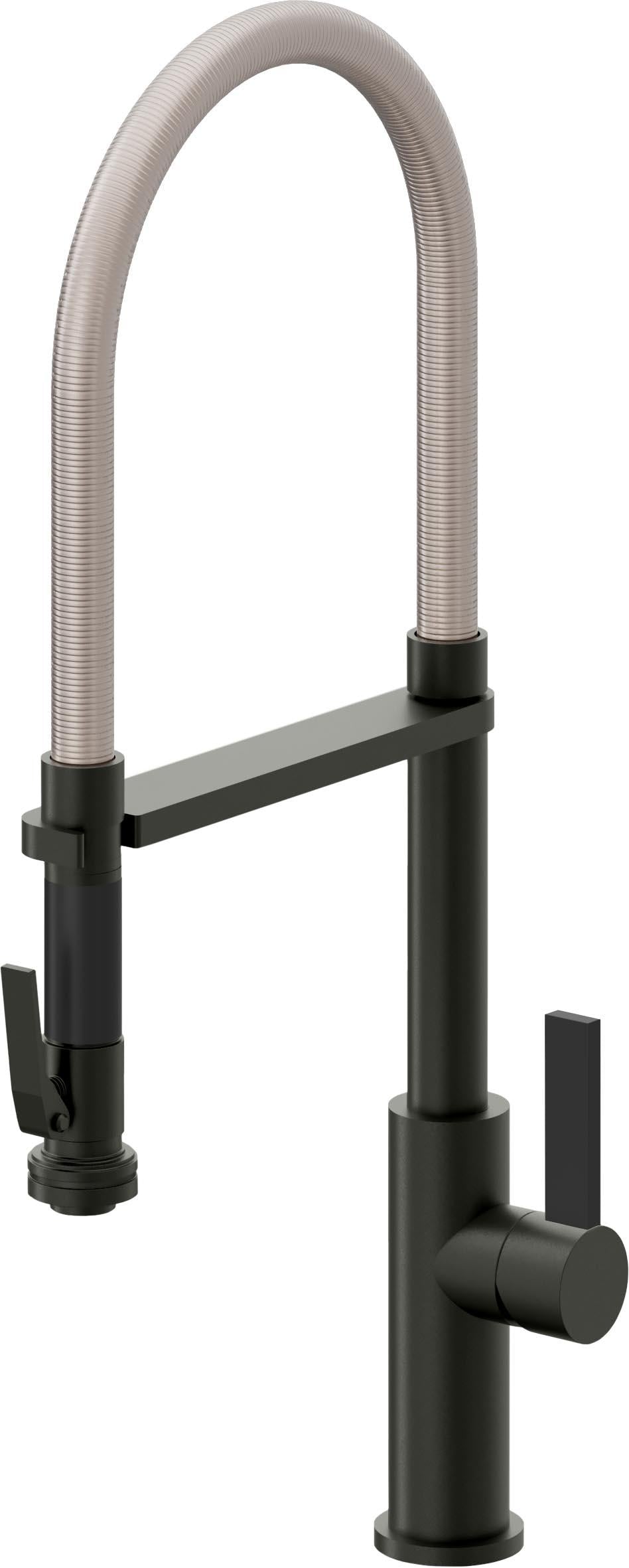 California Faucets Corsano Llave de Cocina Culinaria de Extraccion Contemporanea con Rociador de Apretar - Bronce Bella Terra