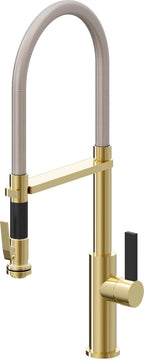 California Faucets Corsano Llave de Cocina Culinaria de Extraccion Contemporanea con Rociador de Apretar - Oro Pulido de por Vida