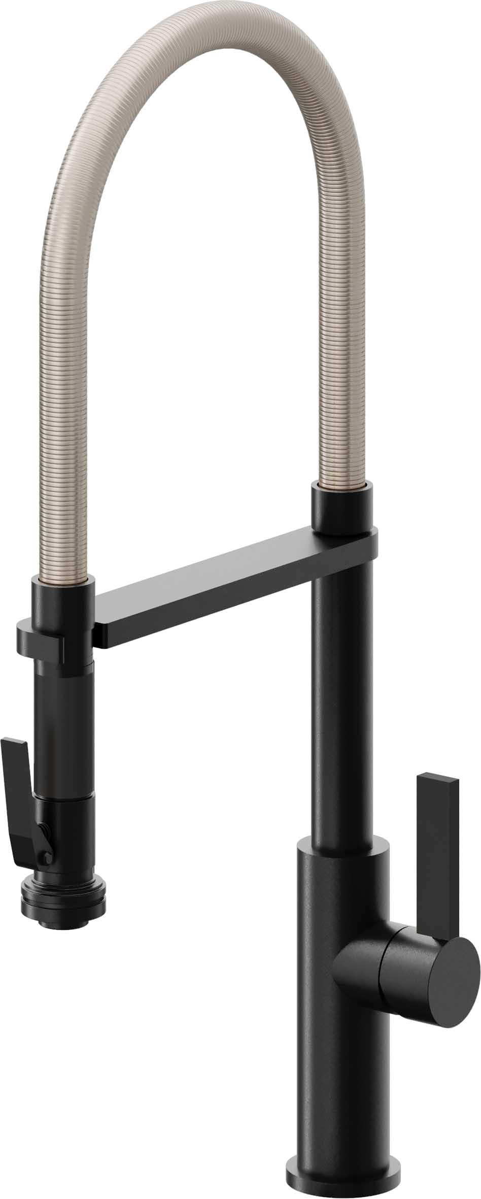 California Faucets Corsano Llave de Cocina Culinaria de Extraccion Contemporanea con Rociador de Apretar - Negro Mate
