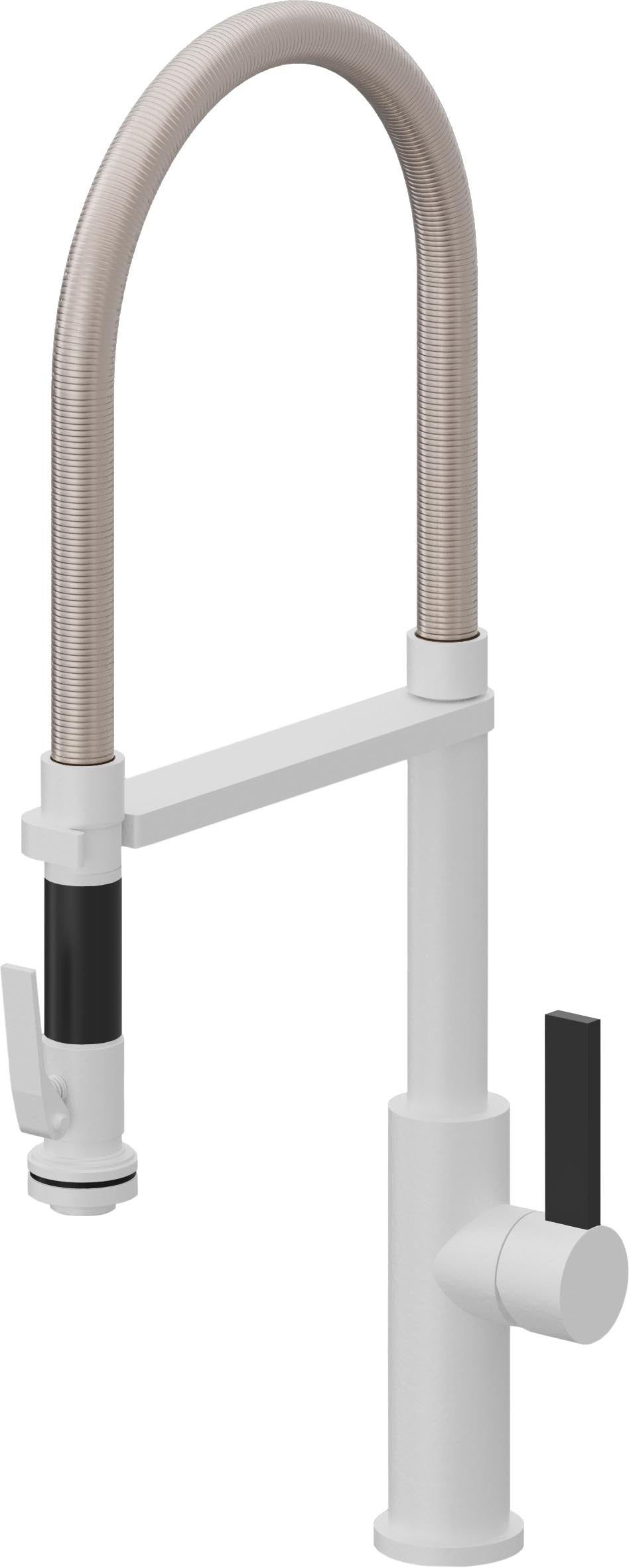 California Faucets Corsano Llave de Cocina Culinaria de Extraccion Contemporanea con Rociador de Apretar - Blanco Mate