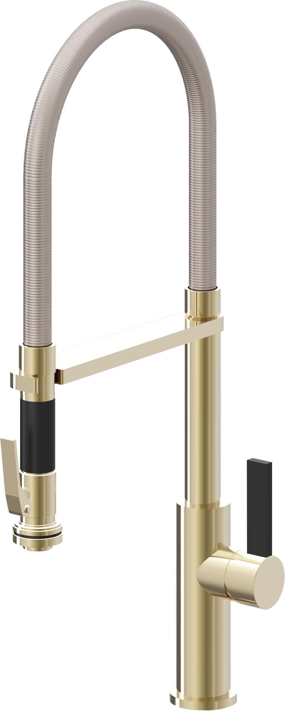 California Faucets Corsano Llave de Cocina Culinaria de Extraccion Contemporanea con Rociador de Apretar - Latón Pulido