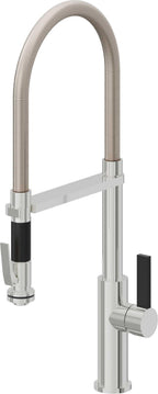 California Faucets Corsano Llave de Cocina Culinaria de Extraccion Contemporanea con Rociador de Apretar - Cromo Pulido