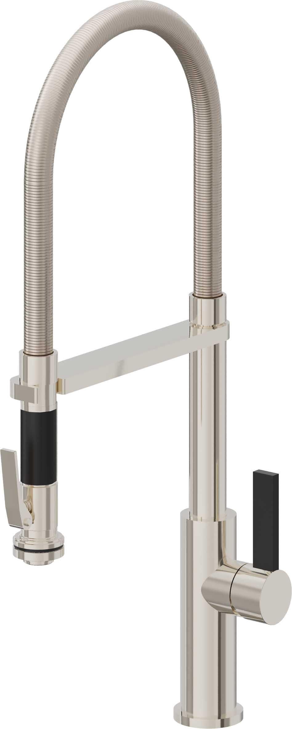 California Faucets Corsano Llave de Cocina Culinaria de Extraccion Contemporanea con Rociador de Apretar - Níquel Pulido