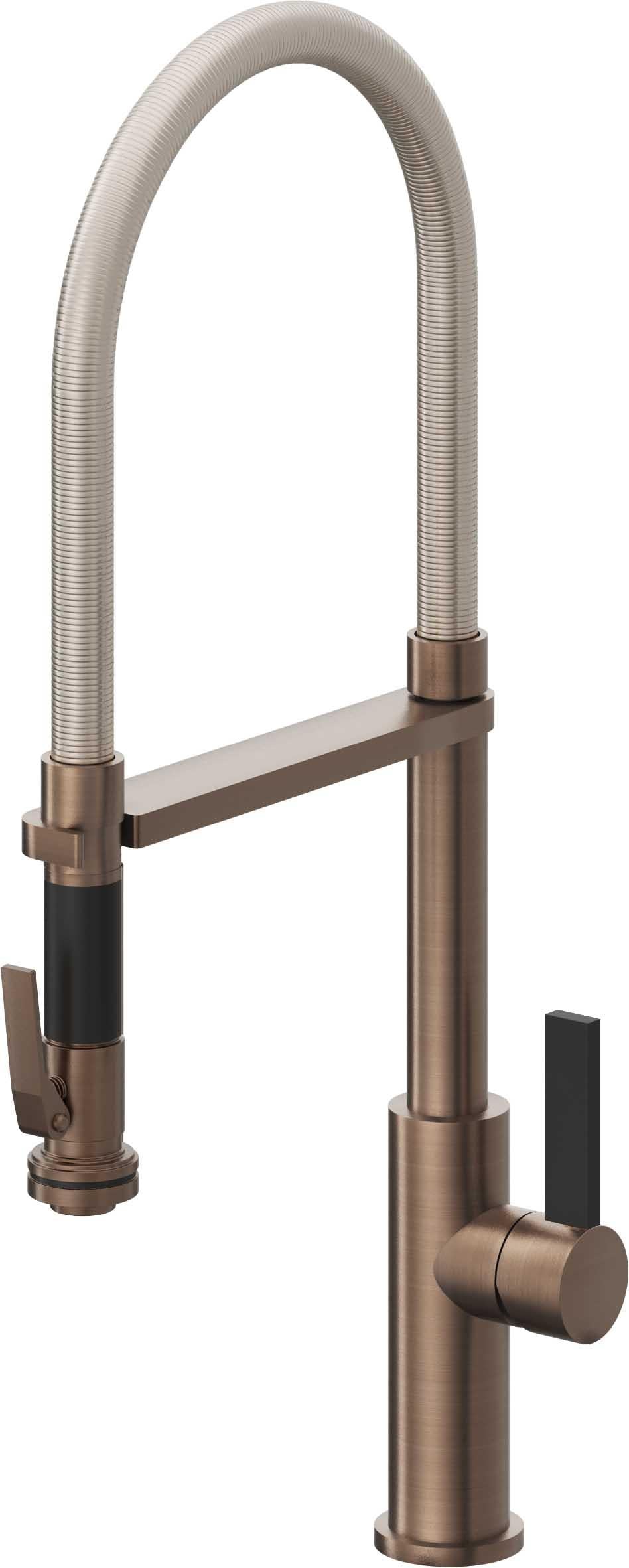 California Faucets Corsano Llave de Cocina Culinaria de Extraccion Contemporanea con Rociador de Apretar - Bronce Satinado