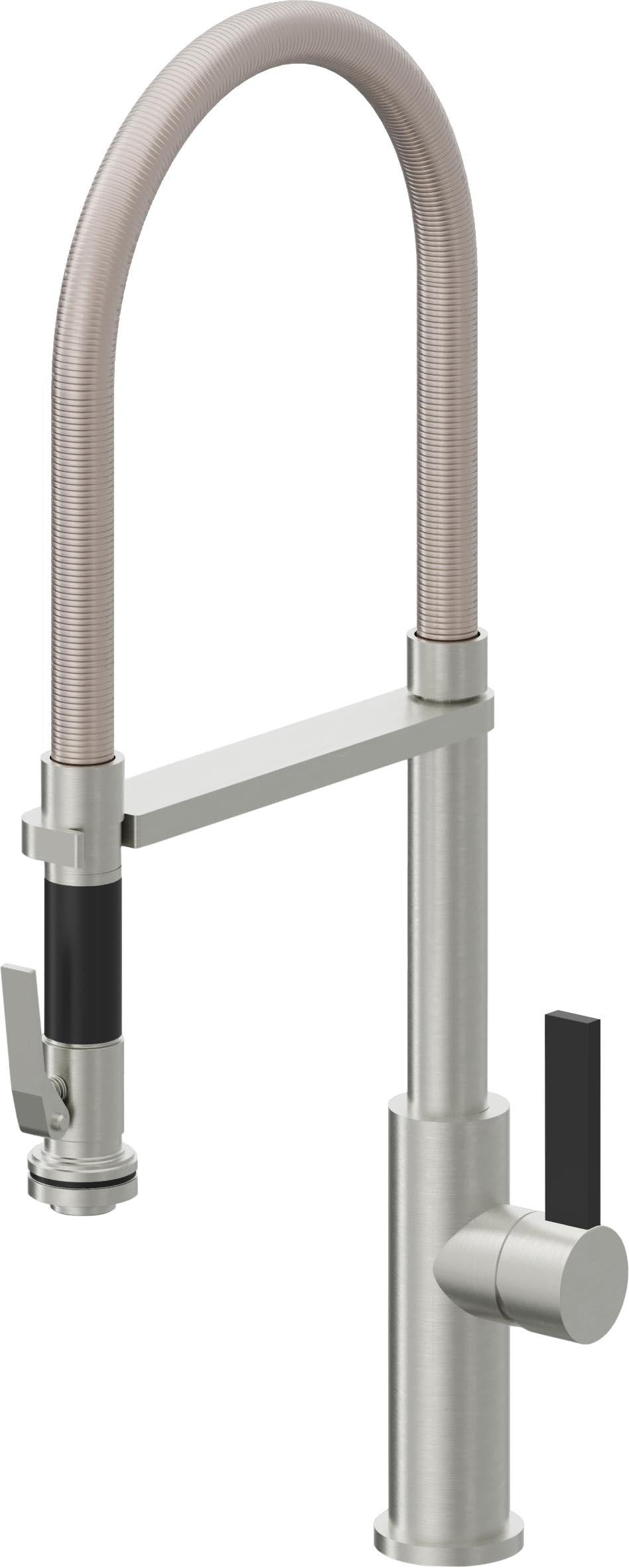 California Faucets Corsano Llave de Cocina Culinaria de Extraccion Contemporanea con Rociador de Apretar - Cromo Satinado