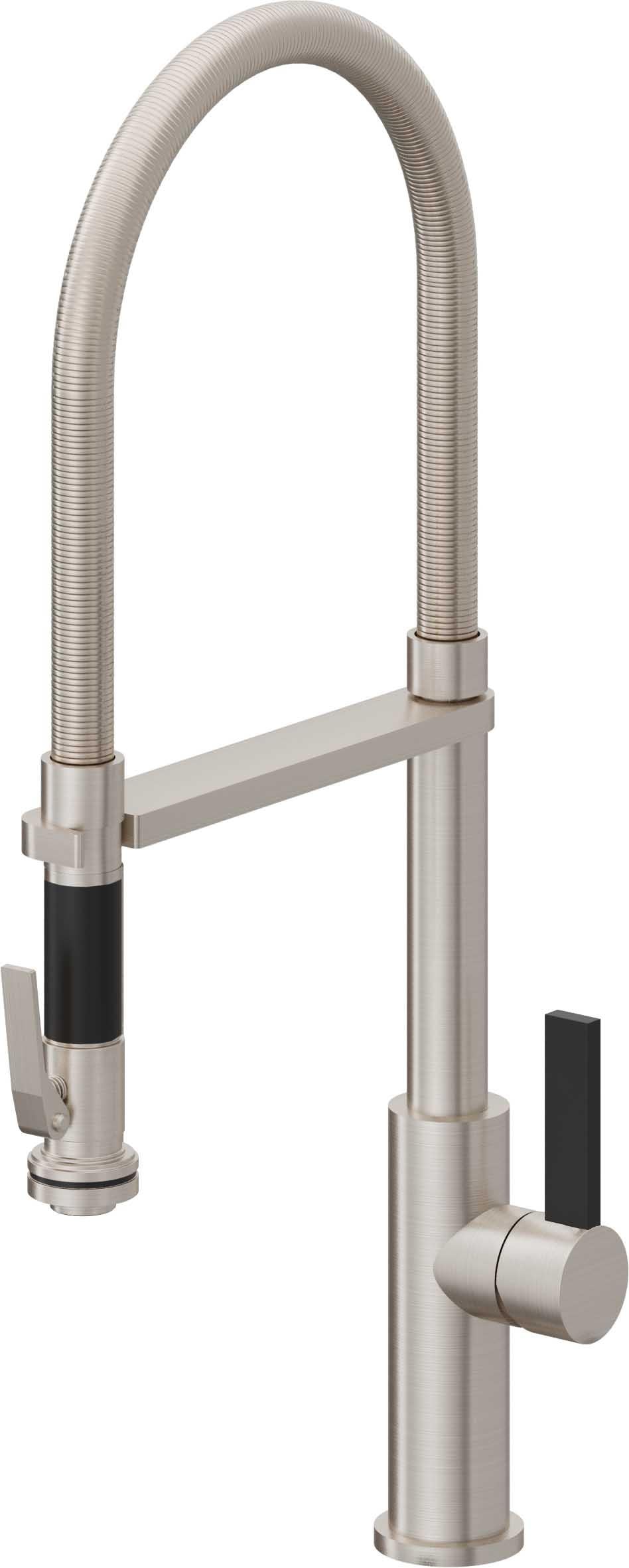 California Faucets Corsano Llave de Cocina Culinaria de Extraccion Contemporanea con Rociador de Apretar - Acero Inoxidable Ultra