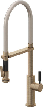 California Faucets Corsano Llave de Cocina Culinaria de Extraccion Contemporanea con Rociador de Apretar - Latón Antiguo Mate