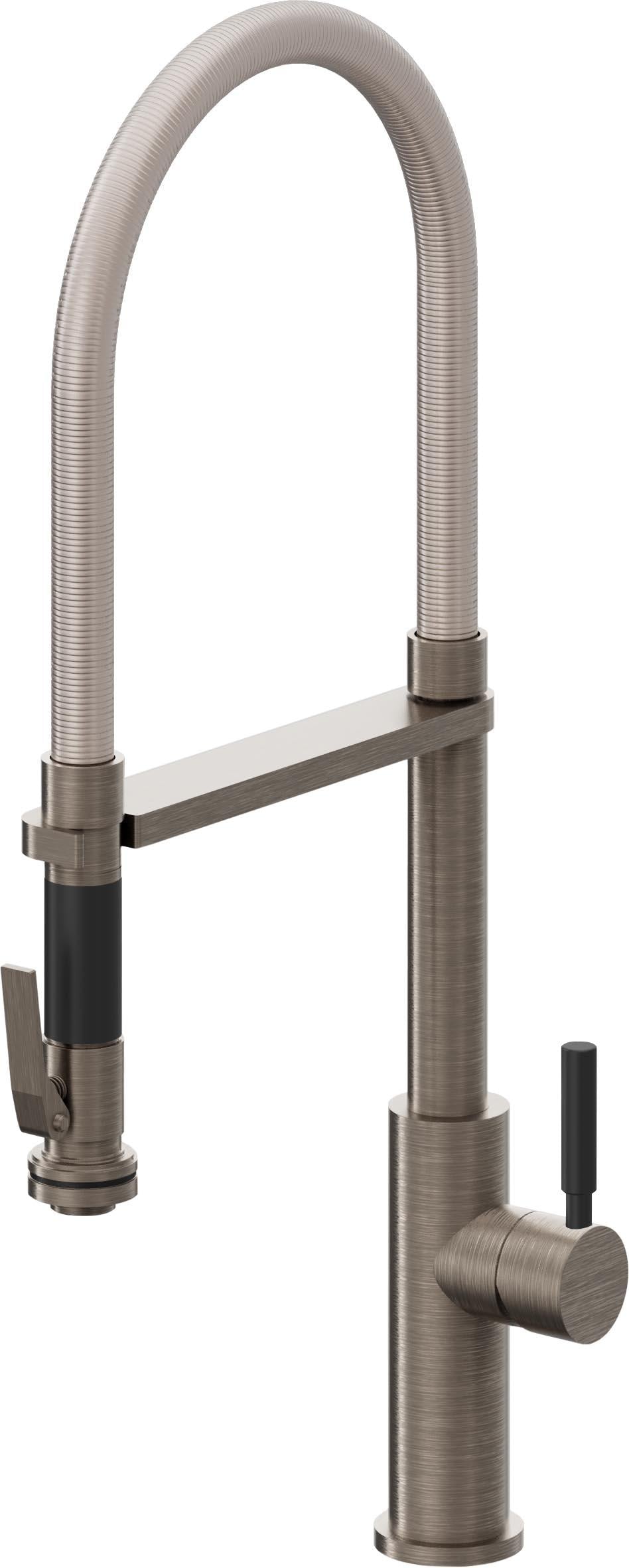California Faucets Corsano Llave de Cocina Culinaria de Extraccion Contemporanea con Rociador de Apretar - Níquel Antiguo Mate