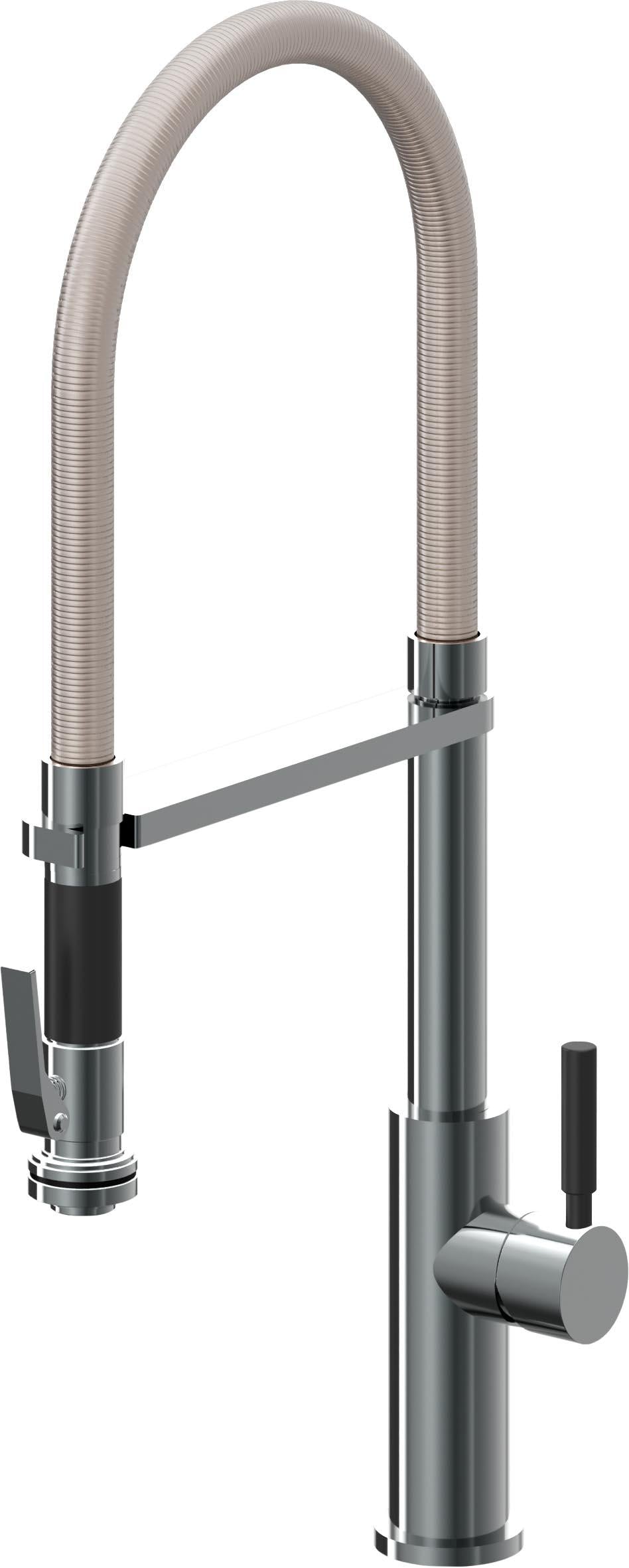 California Faucets Corsano Llave de Cocina Culinaria de Extraccion Contemporanea con Rociador de Apretar - Níquel Negro