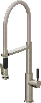 California Faucets Corsano Llave de Cocina Culinaria de Extraccion Contemporanea con Rociador de Apretar - Níquel Bruñido