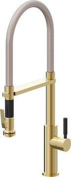 California Faucets Corsano Llave de Cocina Culinaria de Extraccion Contemporanea con Rociador de Apretar - Oro Pulido de por Vida