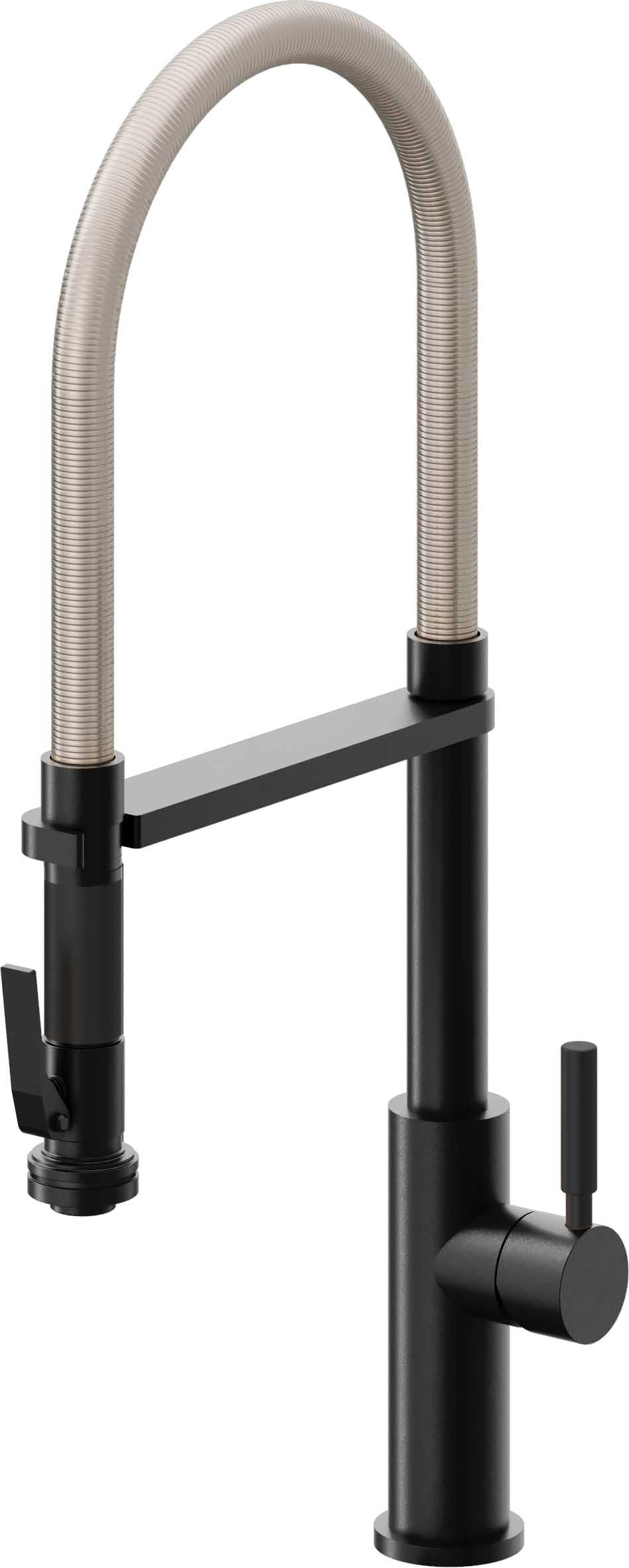 California Faucets Corsano Llave de Cocina Culinaria de Extraccion Contemporanea con Rociador de Apretar - Negro Mate