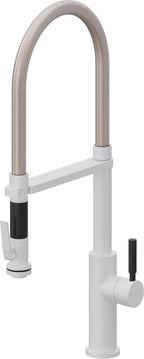 California Faucets Corsano Llave de Cocina Culinaria de Extraccion Contemporanea con Rociador de Apretar - Blanco Mate