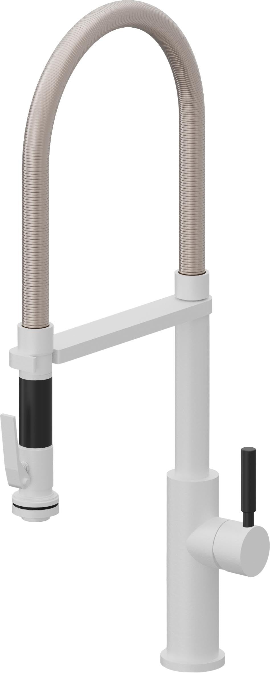 California Faucets Corsano Llave de Cocina Culinaria de Extraccion Contemporanea con Rociador de Apretar - Blanco Mate