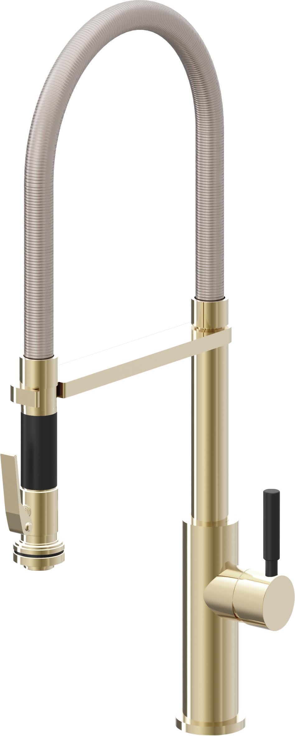 California Faucets Corsano Llave de Cocina Culinaria de Extraccion Contemporanea con Rociador de Apretar - Latón Pulido