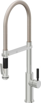California Faucets Corsano Llave de Cocina Culinaria de Extraccion Contemporanea con Rociador de Apretar - Cromo Pulido
