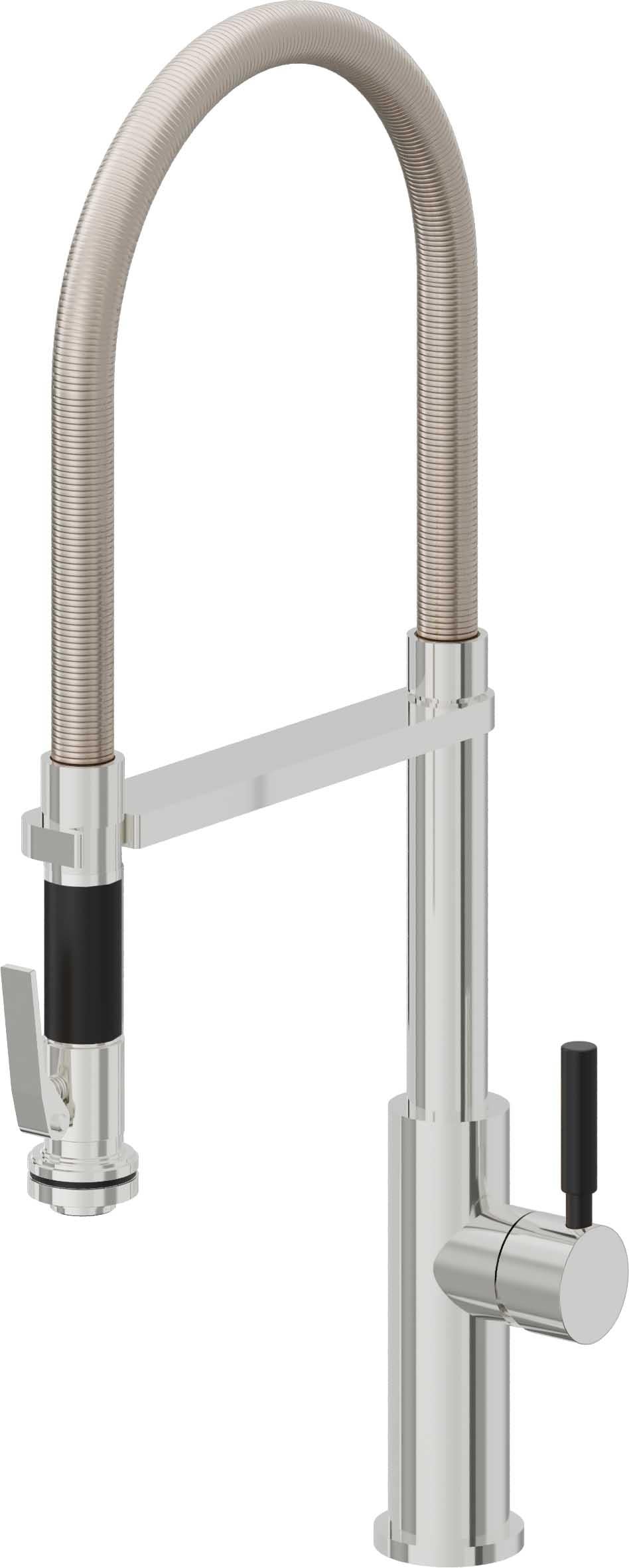 California Faucets Corsano Llave de Cocina Culinaria de Extraccion Contemporanea con Rociador de Apretar - Cromo Pulido