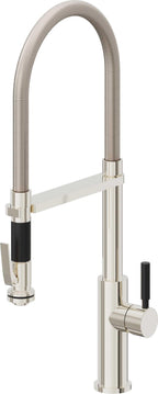 California Faucets Corsano Llave de Cocina Culinaria de Extraccion Contemporanea con Rociador de Apretar - Níquel Pulido