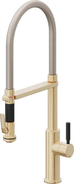 California Faucets Corsano Llave de Cocina Culinaria de Extraccion Contemporanea con Rociador de Apretar - Latón Satinado