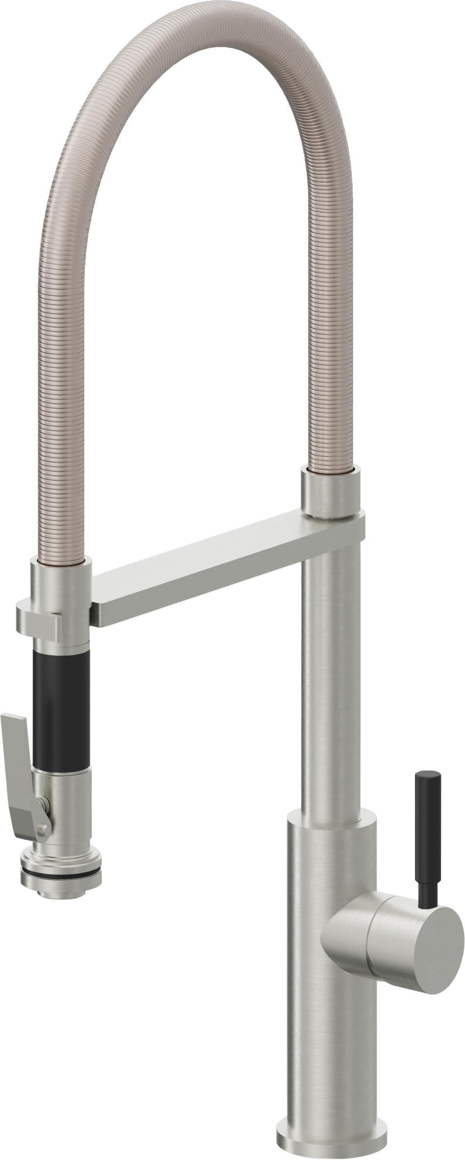 California Faucets Corsano Llave de Cocina Culinaria de Extraccion Contemporanea con Rociador de Apretar - Cromo Satinado