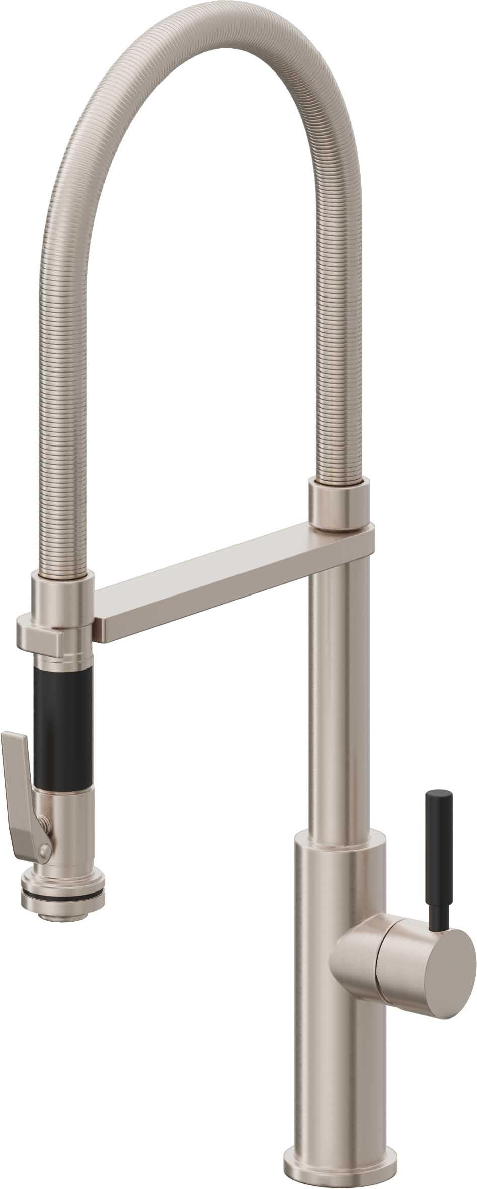 California Faucets Corsano Llave de Cocina Culinaria de Extraccion Contemporanea con Rociador de Apretar - Níquel Satinado