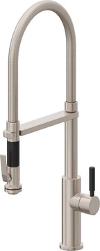 California Faucets Corsano Llave de Cocina Culinaria de Extraccion Contemporanea con Rociador de Apretar y Espiral Acabada - Níquel Satinado