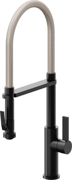 California Faucets Corsano Llave de Cocina Culinaria de Extraccion Contemporanea con Rociador de Apretar - Negro Mate