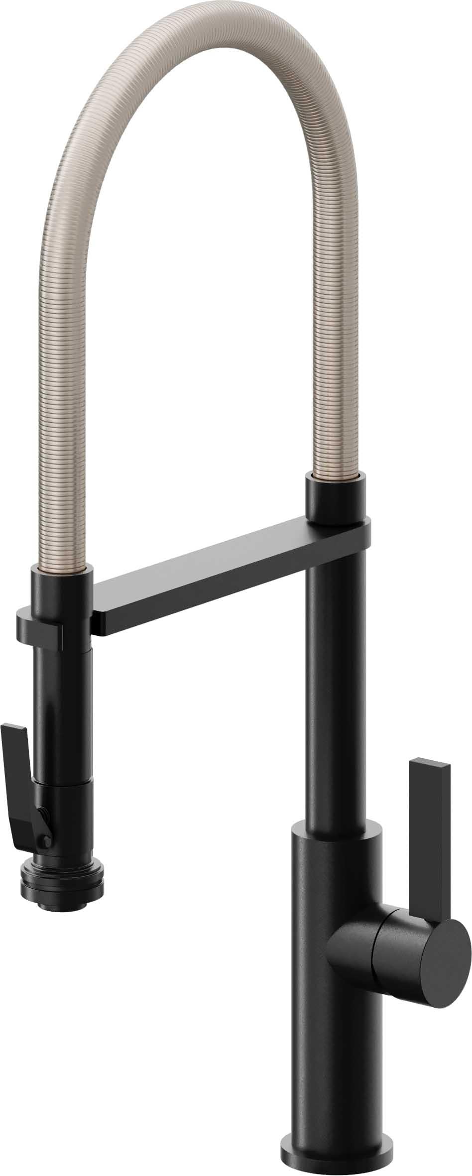 California Faucets Corsano Llave de Cocina Culinaria de Extraccion Contemporanea con Rociador de Apretar - Negro Mate