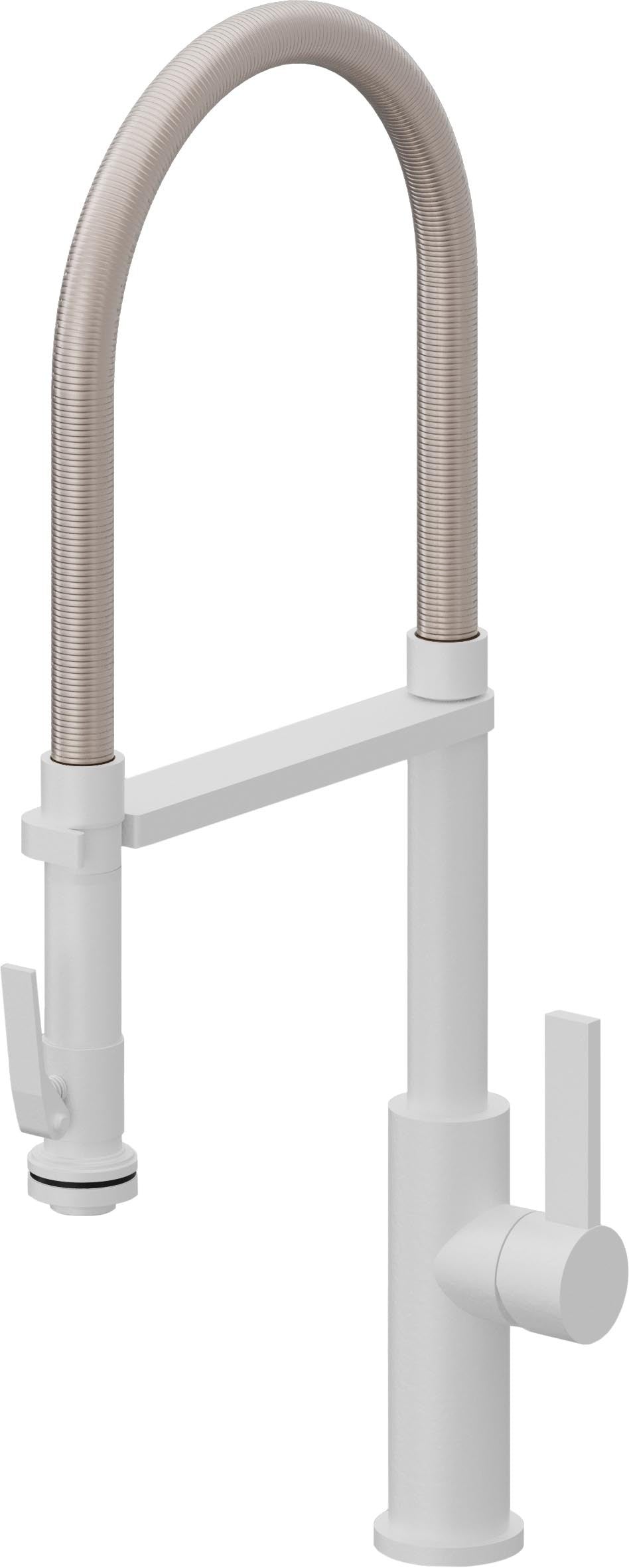 California Faucets Corsano Llave de Cocina Culinaria de Extraccion Contemporanea con Rociador de Apretar - Blanco Mate