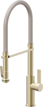 California Faucets Corsano Llave de Cocina Culinaria de Extraccion Contemporanea con Rociador de Apretar - Latón Pulido