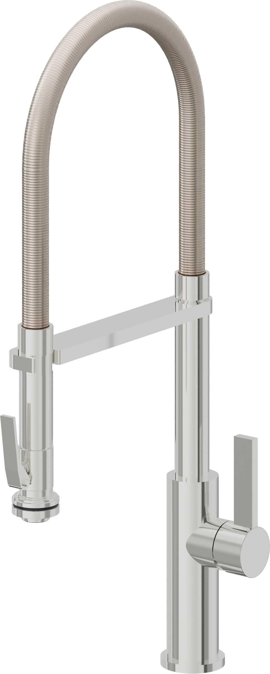 California Faucets Corsano Llave de Cocina Culinaria de Extraccion Contemporanea con Rociador de Apretar - Cromo Pulido