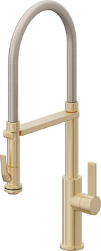California Faucets Corsano Llave de Cocina Culinaria de Extraccion Contemporanea con Rociador de Apretar - Latón Satinado