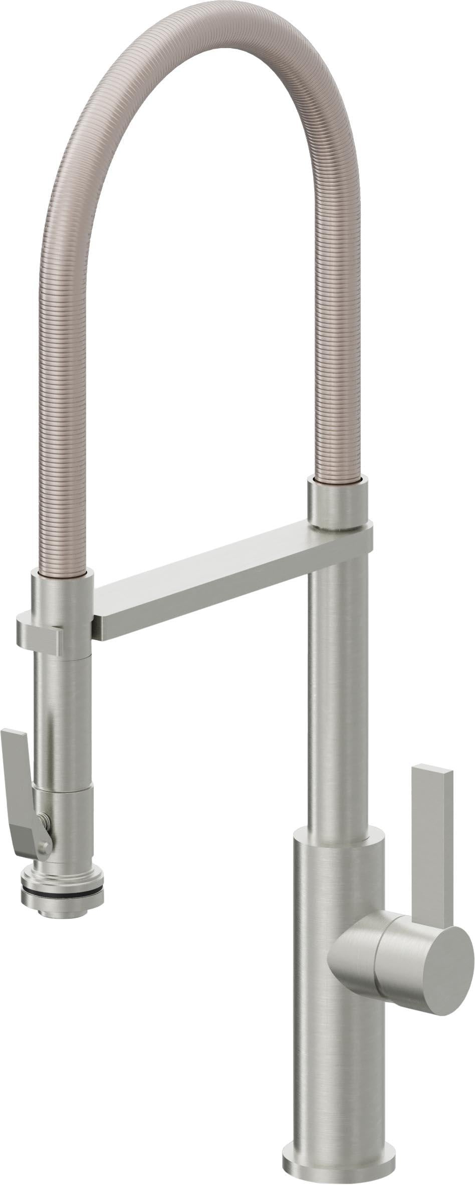 California Faucets Corsano Llave de Cocina Culinaria de Extraccion Contemporanea con Rociador de Apretar - Cromo Satinado