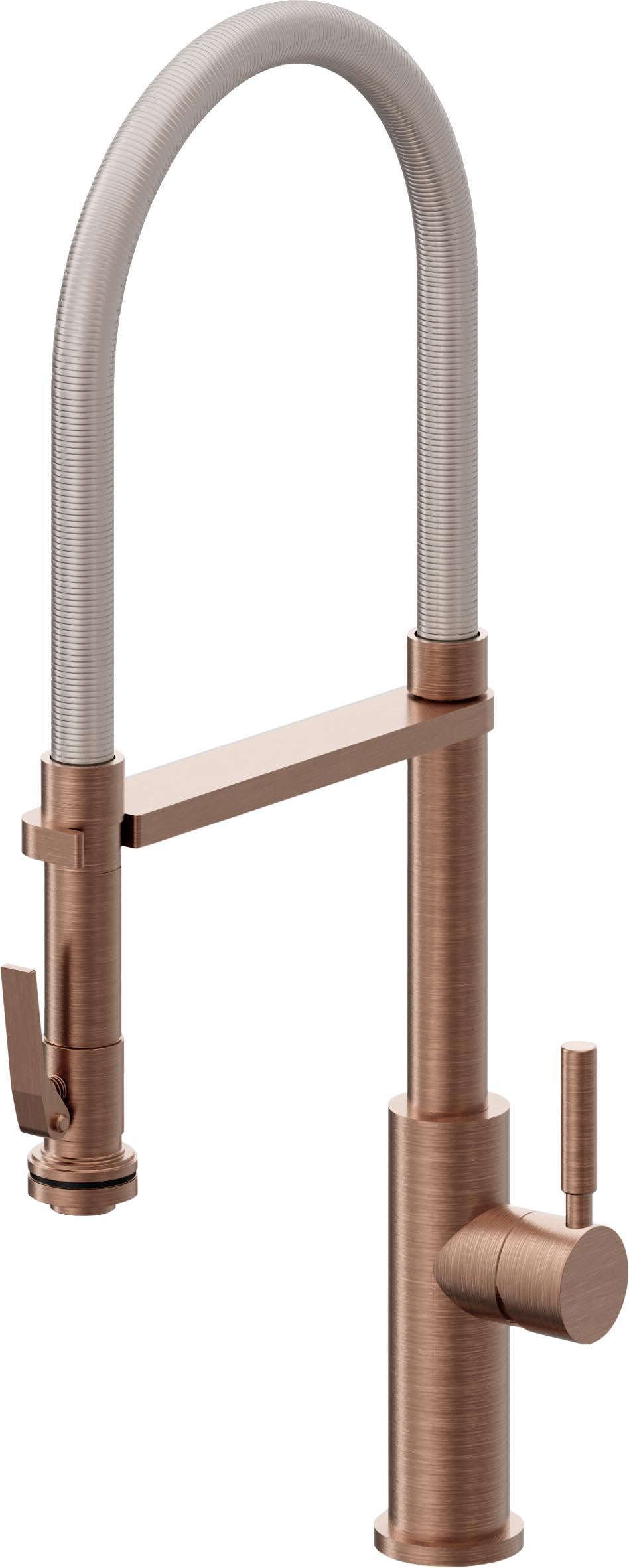 California Faucets Corsano Llave de Cocina Culinaria de Extraccion Contemporanea con Rociador de Apretar - Cobre Antiguo Mate