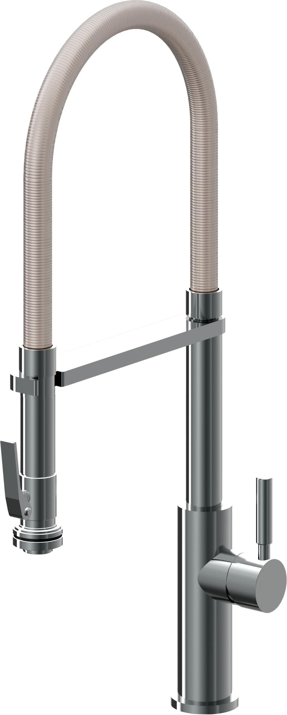 California Faucets Corsano Llave de Cocina Culinaria de Extraccion Contemporanea con Rociador de Apretar - Níquel Negro