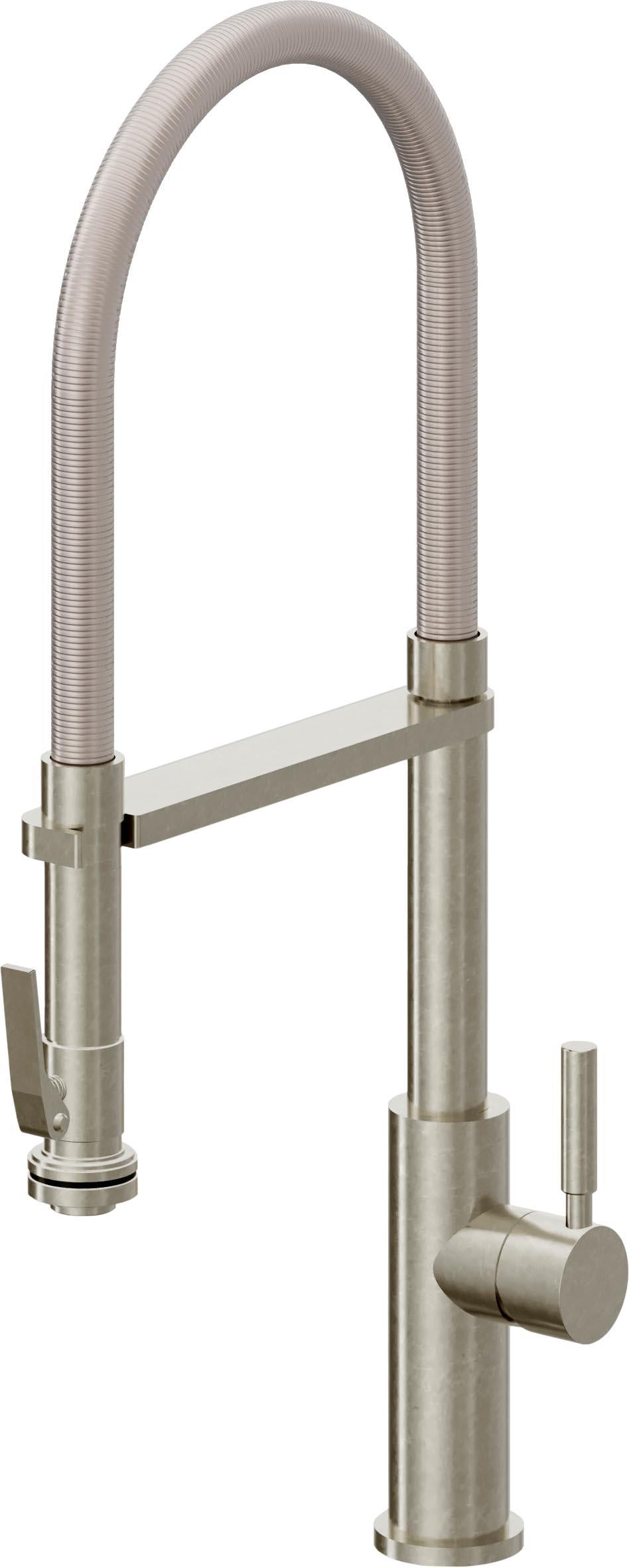 California Faucets Corsano Llave de Cocina Culinaria de Extraccion Contemporanea con Rociador de Apretar - Níquel Bruñido