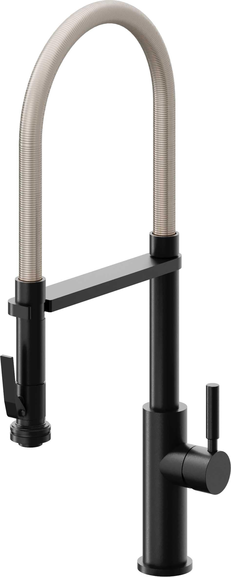 California Faucets Corsano Llave de Cocina Culinaria de Extraccion Contemporanea con Rociador de Apretar - Negro Mate