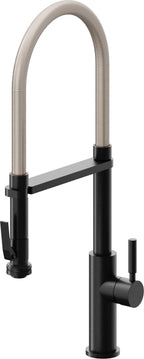 California Faucets Corsano Llave de Cocina Culinaria de Extraccion Contemporanea con Rociador de Apretar - Negro Mate