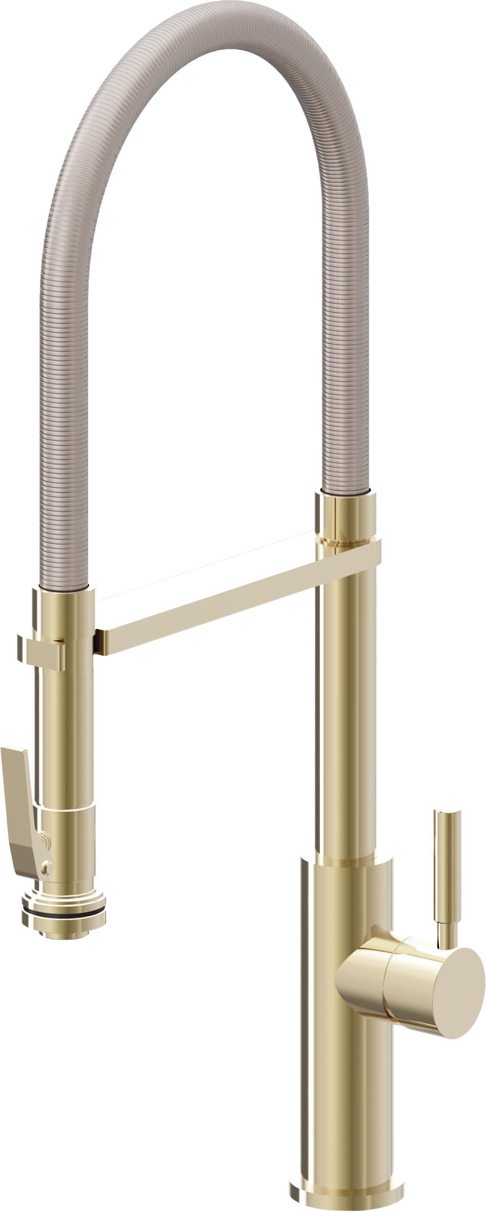California Faucets Corsano Llave de Cocina Culinaria de Extraccion Contemporanea con Rociador de Apretar - Latón Pulido