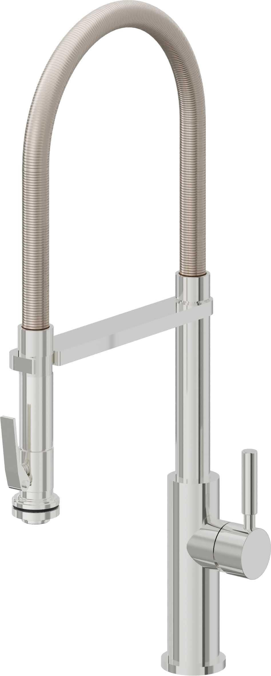 California Faucets Corsano Llave de Cocina Culinaria de Extraccion Contemporanea con Rociador de Apretar - Cromo Pulido